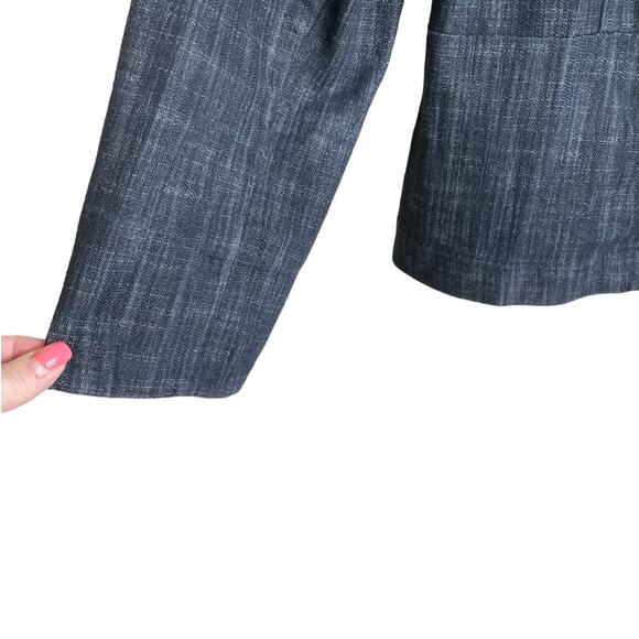 JM Collection Women Jacket 14 Blue Chambray Soft Denim Decorative Trim Blazer - Picture 9 of 12